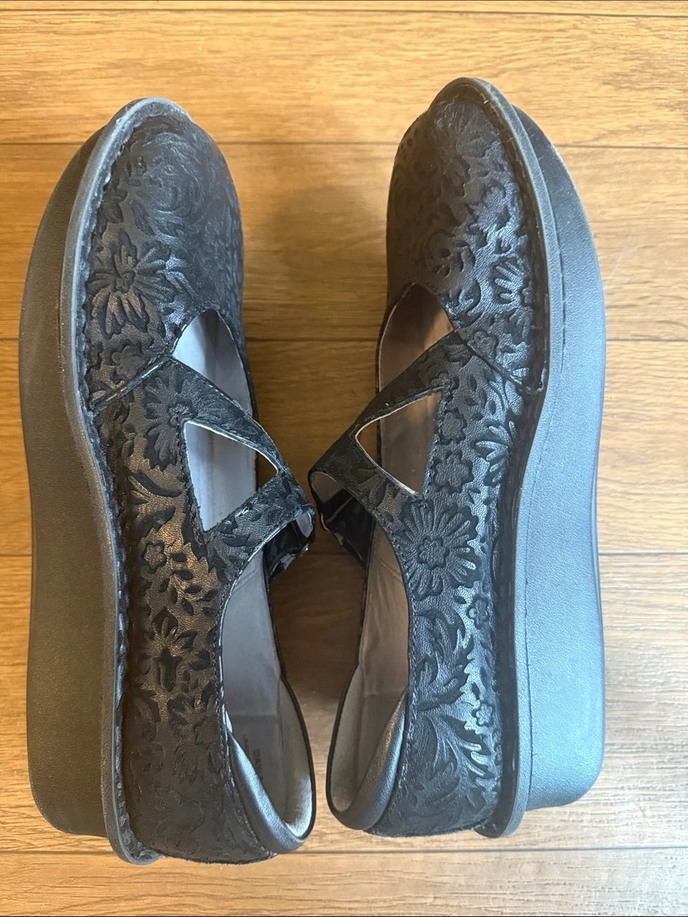 Alegria Black Floral Mary Jane Shoes